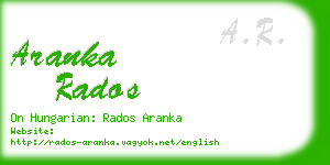 aranka rados business card